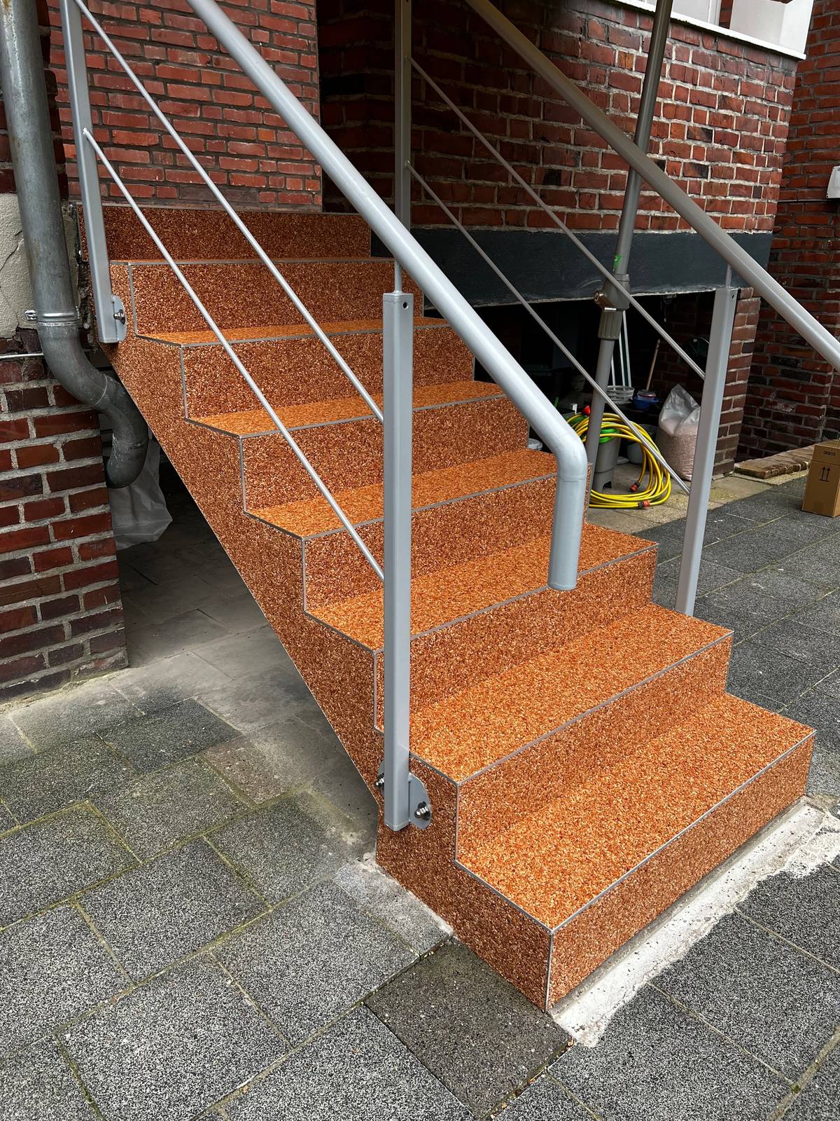 美蒂石红砖别墅暖棕一体式砾石台阶改造案例 | Meidis Resin Binder Red Brick Villa Warm Brown Stair Renovation - 套装图